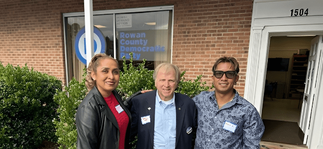 Gary at the Rowan County Democratic Party Office with 2 others